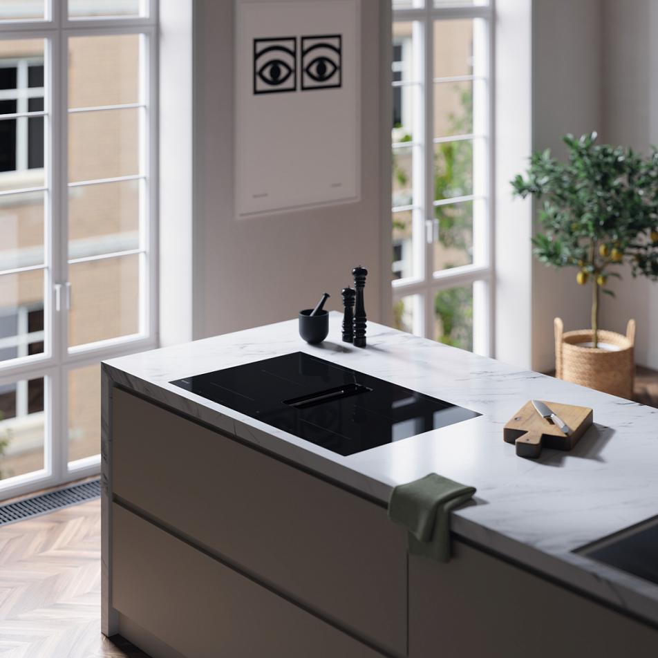 Индукционная варочная панель со встроенной вытяжкой