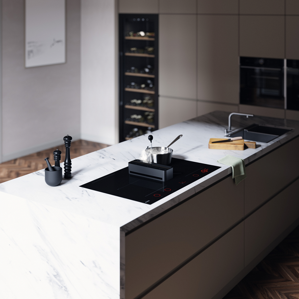 Индукционная варочная панель со встроенной вытяжкой